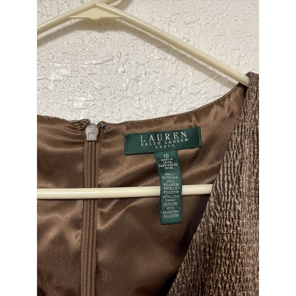 Ralph Lauren Bronze Metallic Ruched Midi Dress - Picture 3 of 4